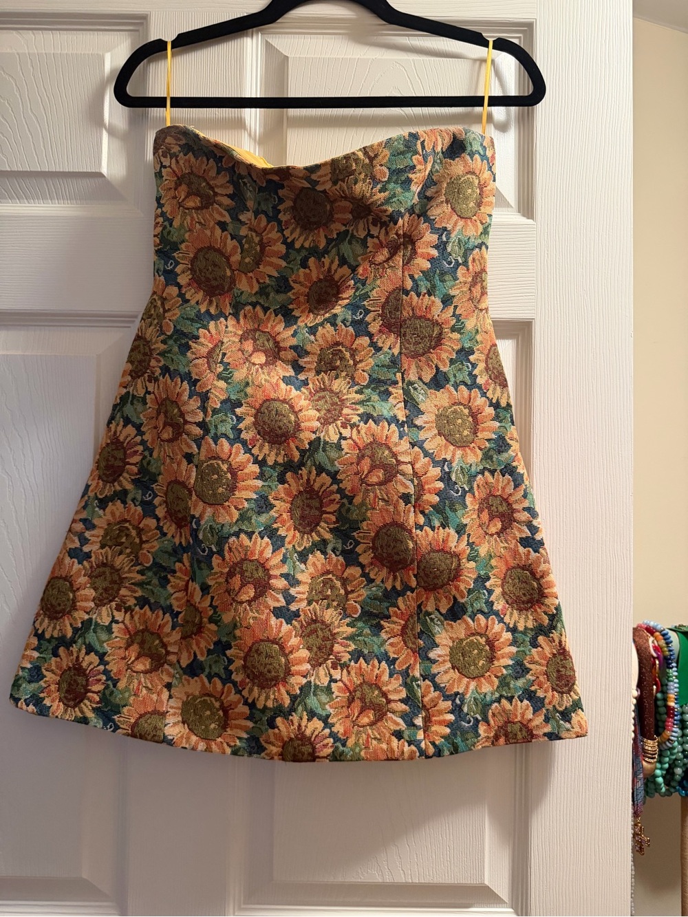 Sunflower-Print A-Line Skirt - Yellow Floral